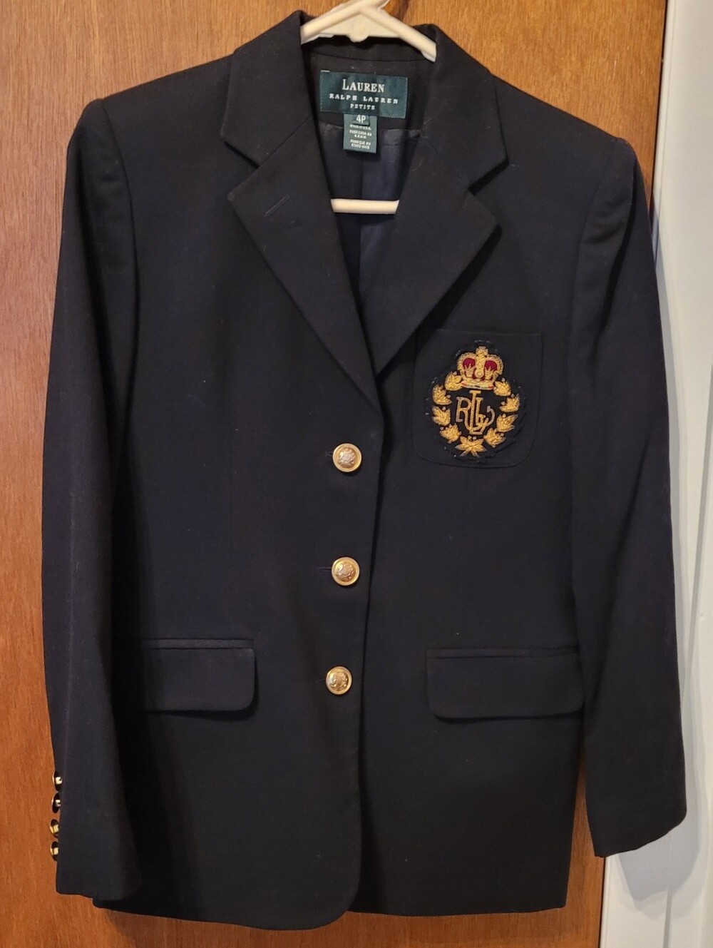 Women's Lauren Ralph Lauren Navy Crest Blazer with Gold Buttons